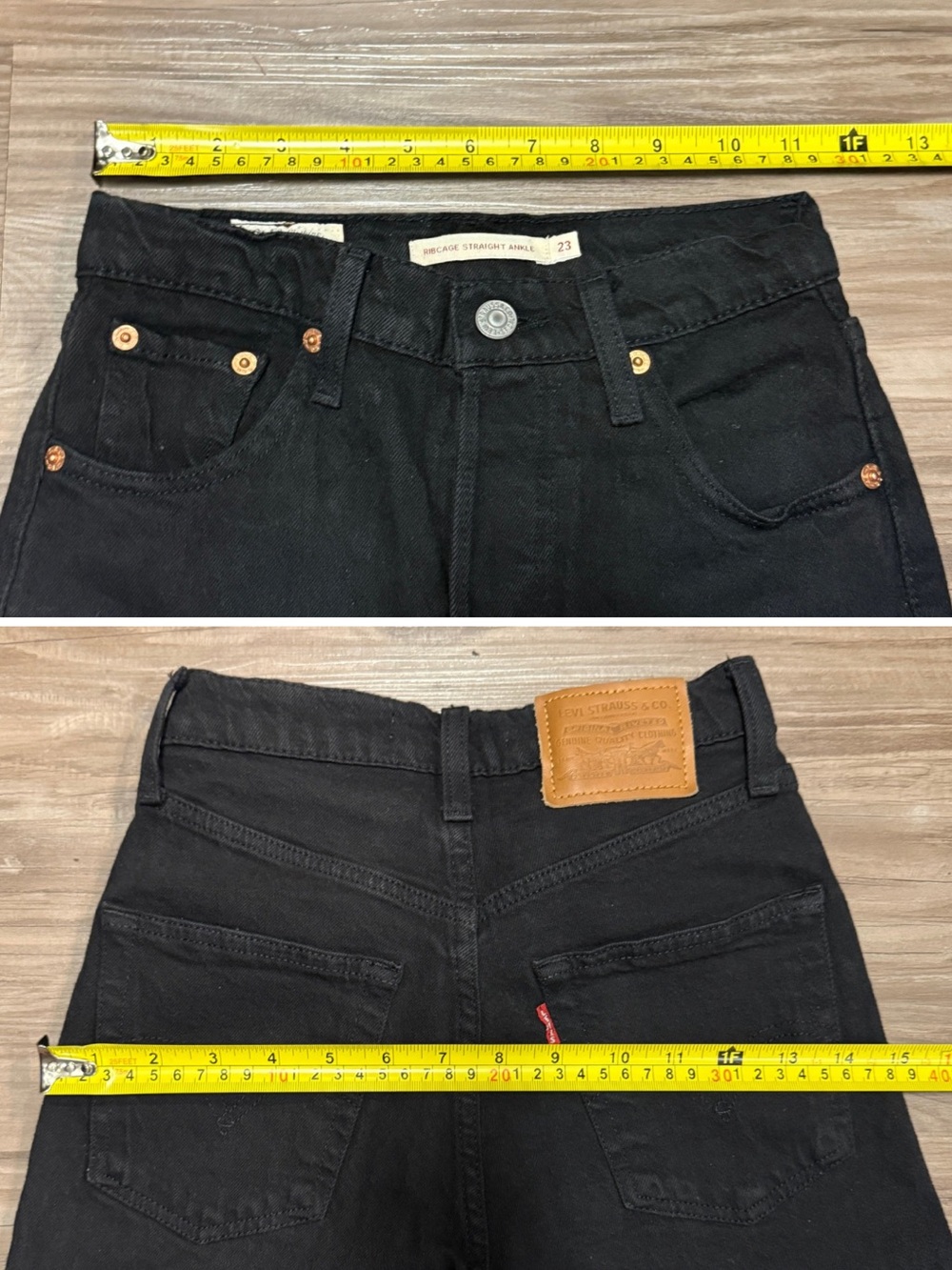 Levi’s Premium Ribcage Straight Ankle Jeans 23 Black Sprout Big E $110 - Picture 7 of 11
